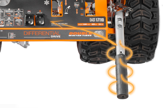 Для комфортной работы на холоде все снегоуборщики серии Expert Line снабжены подогревом рукояток. Включение и выключение размещено прямо на панели.